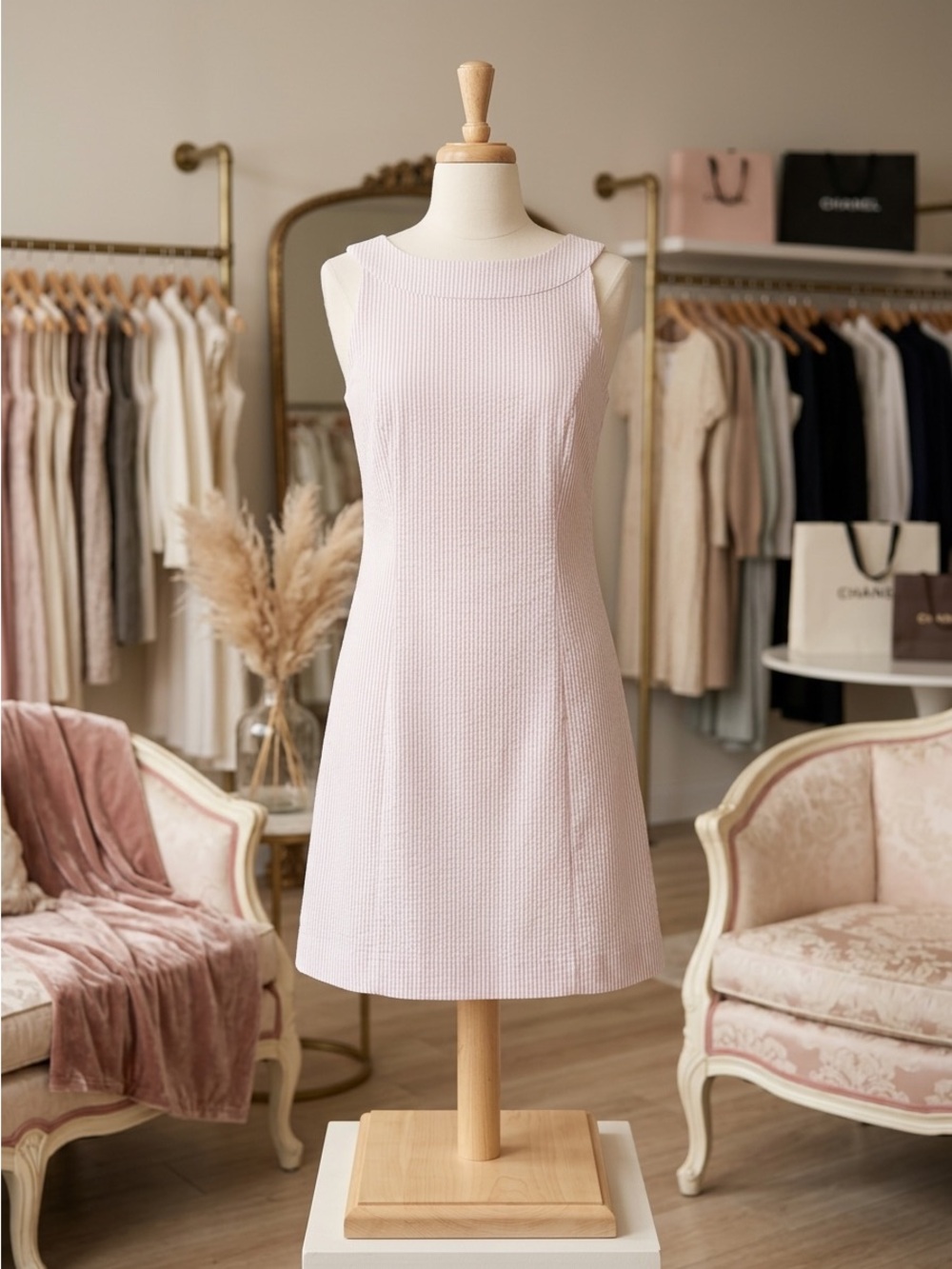 Pink & White Shift Dress